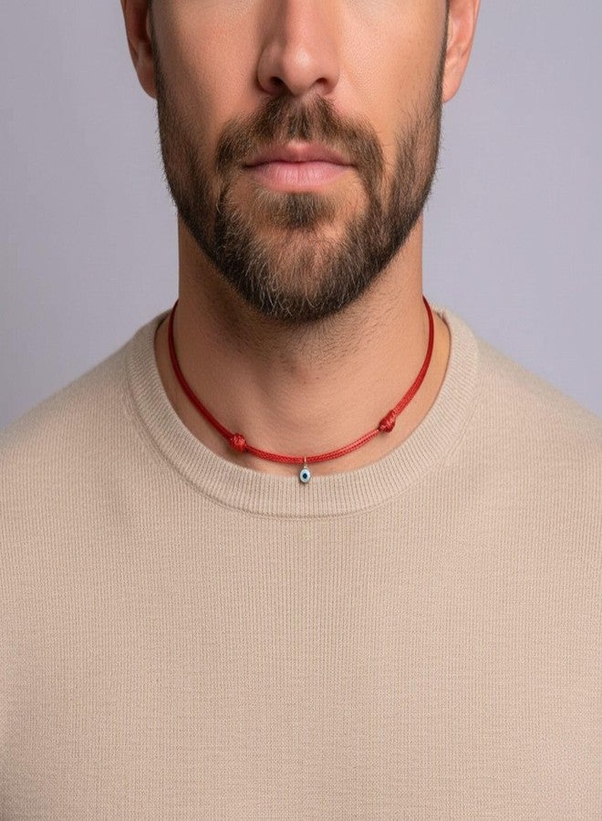 Luck Strings Evil Eye Cord Choker Necklace for Men or Women Unisex Adult - Protection Nazar Kabbalah Ojo Turco Good Luck Red or Black String (one size, Choker, Red) - Image 3